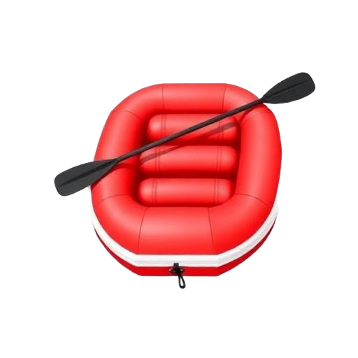 Red six-person raft with white stripes